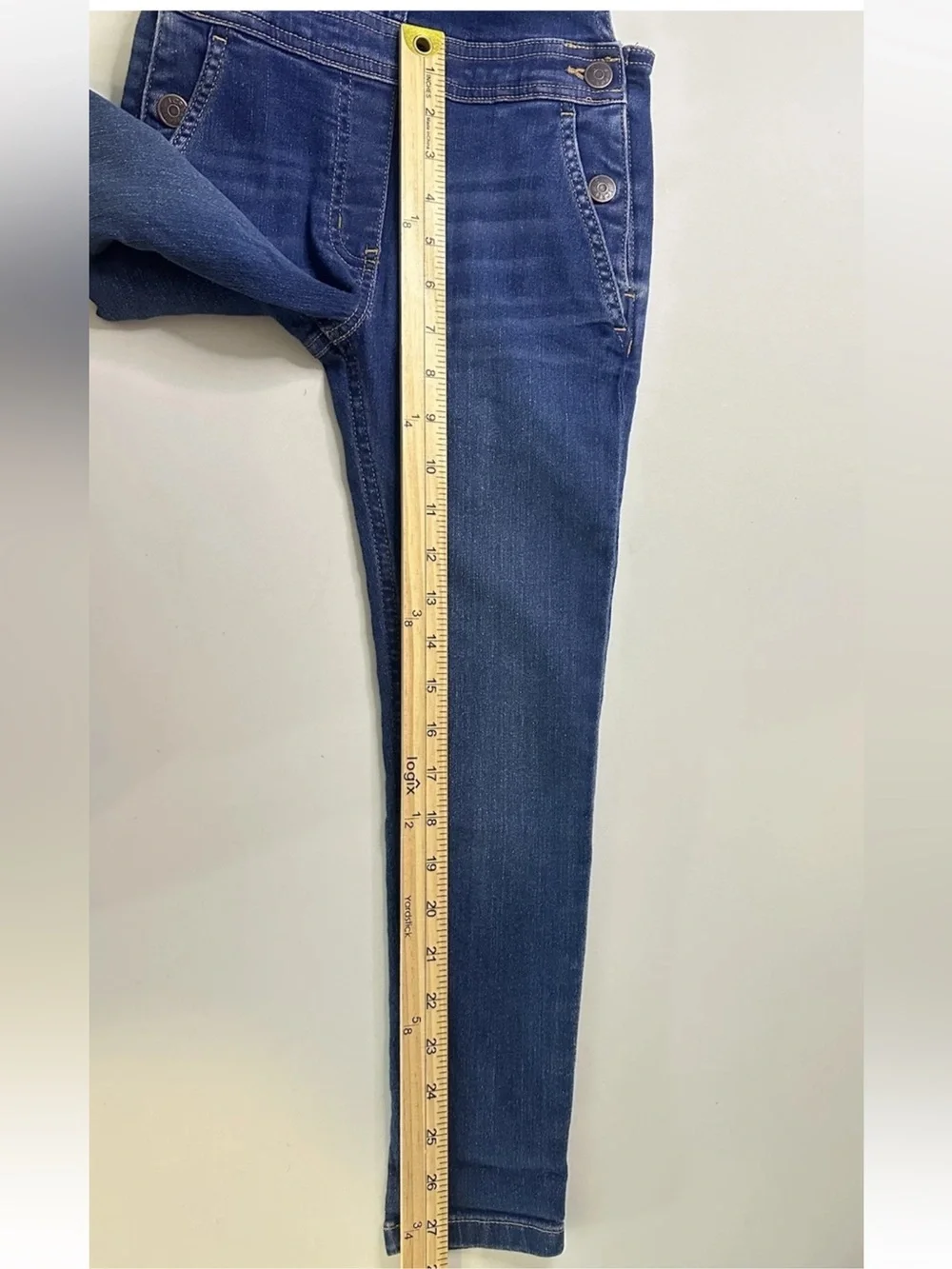 NWT Crewcuts Girls Denim Overall Sz 7 Cotton Blend Navy Blue Pockets Skinny - Picture 7 of 7